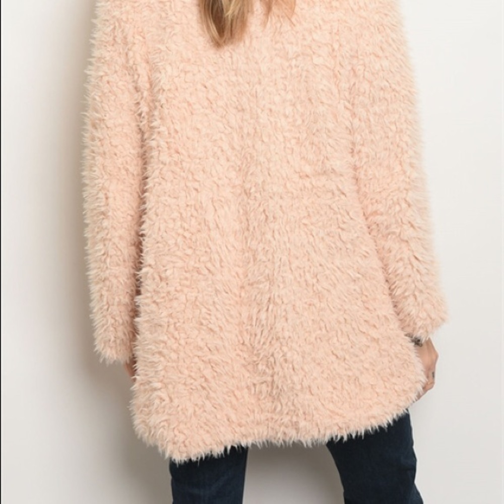 🌿LAST ONE🌿Blush Pink Faux Fur Teddy Bear Coat - Picture 6 of 7